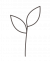 Simple line drawing of a plant stem with two leaves on a plain white background.