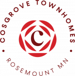 Red rose logo with a "C" in the center, surrounded by "Cosgrove Townhomes" and "Rosemount MN" in a circle.